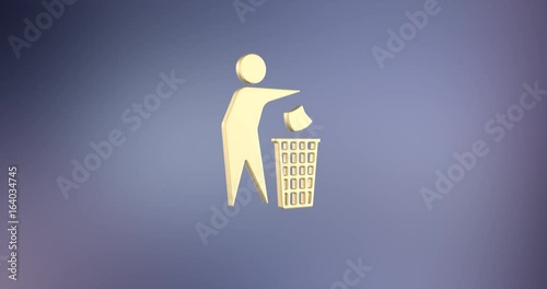 Animated Trash Man Gold 3d Icon Loop Modules for edit with alpha matte
