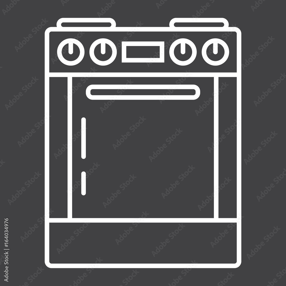Gas stove line icon, kitchen and appliance, electric range vector graphics, a linear pattern on a black background, eps 10. Gas stove line icon, kitchen and appliance, electric range vector graphics, a linear pattern on a black background, eps 10.