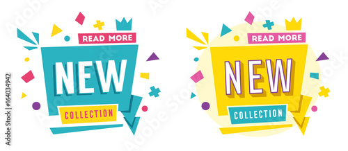 New collection banner. Bright and retro style. Cartoon vector illustration.