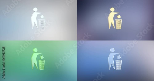 Animated Trash Man 3d Icon Loop Modules for edit with alpha matte
