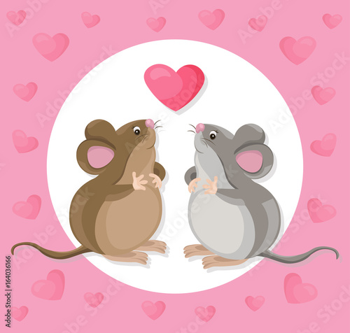 Funny cute mouse cartoon character with a baloon. Vector illustration
