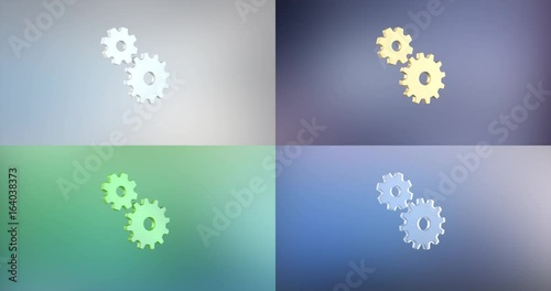 Animated Working Gears 3d Icon Loop Modules for edit with alpha matte
