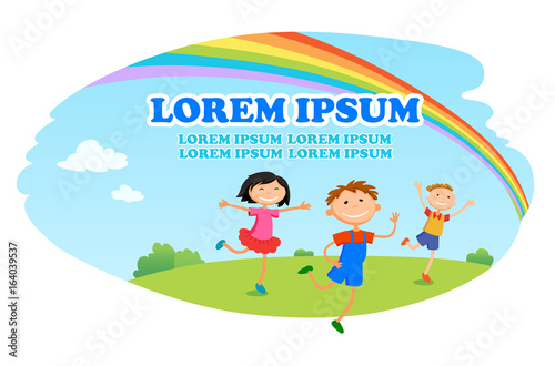 children play clouds design over sky background vector illustration