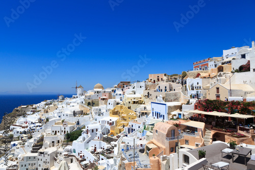 Landscape of town OIA in Santorini island in Greece