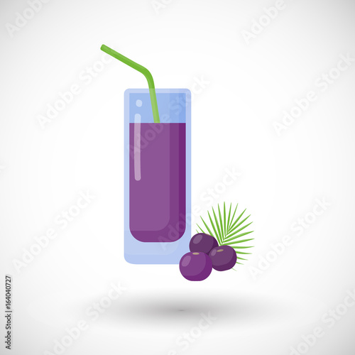 Acai berries juice vector flat icon