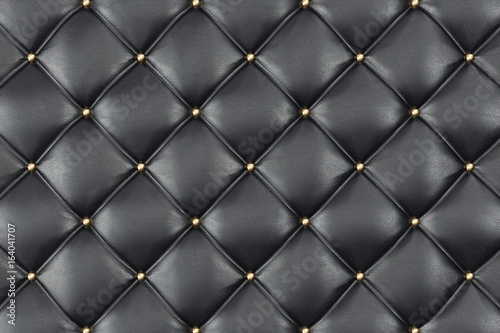 Leather Upholstery Sofa Background. Black Luxury Decoration Sofa. Elegant Black Leather Texture With Buttons For Pattern and Background. Leather Texture for Graphic Resource. 3D Rendering