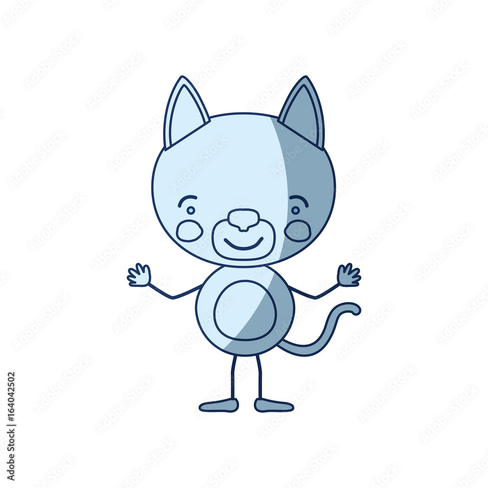 blue color shading silhouette caricature of cat tranquility expression vector illustration blue color shading silhouette caricature of cat tranquility expression vector illustration
