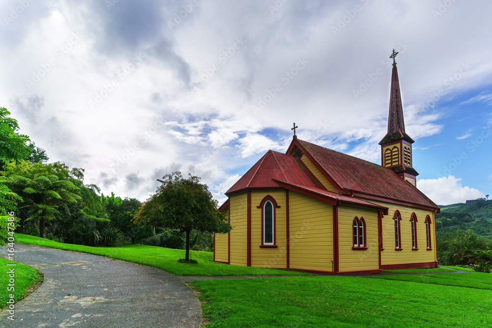 The famous Jerusalem (Hiruharama) is the Catholic Church on Whanganui river road , Whanganui , North Island of New Zealand