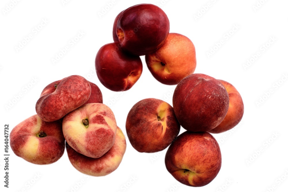 Delicious juicy ripe nitirin and peach isolated on white background Delicious juicy ripe nitirin and peach isolated on white background