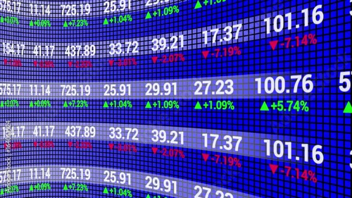 Stock Market board moving. Blue color. Looped animation