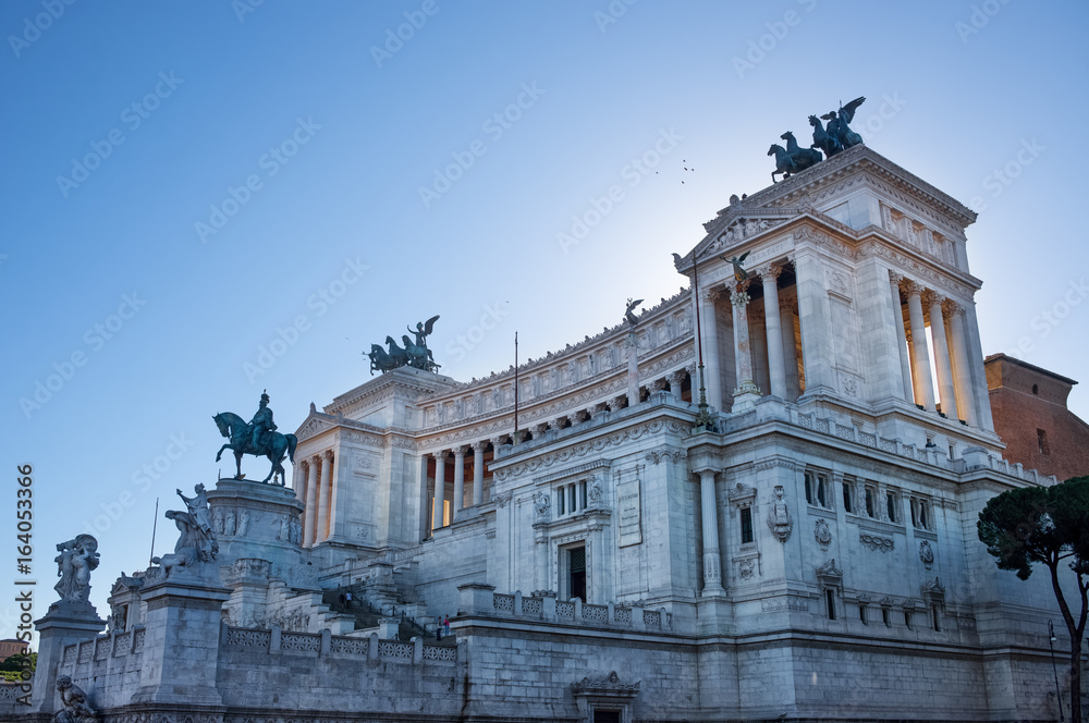 Lateral view on Altare della Patria building in Rome, Italy