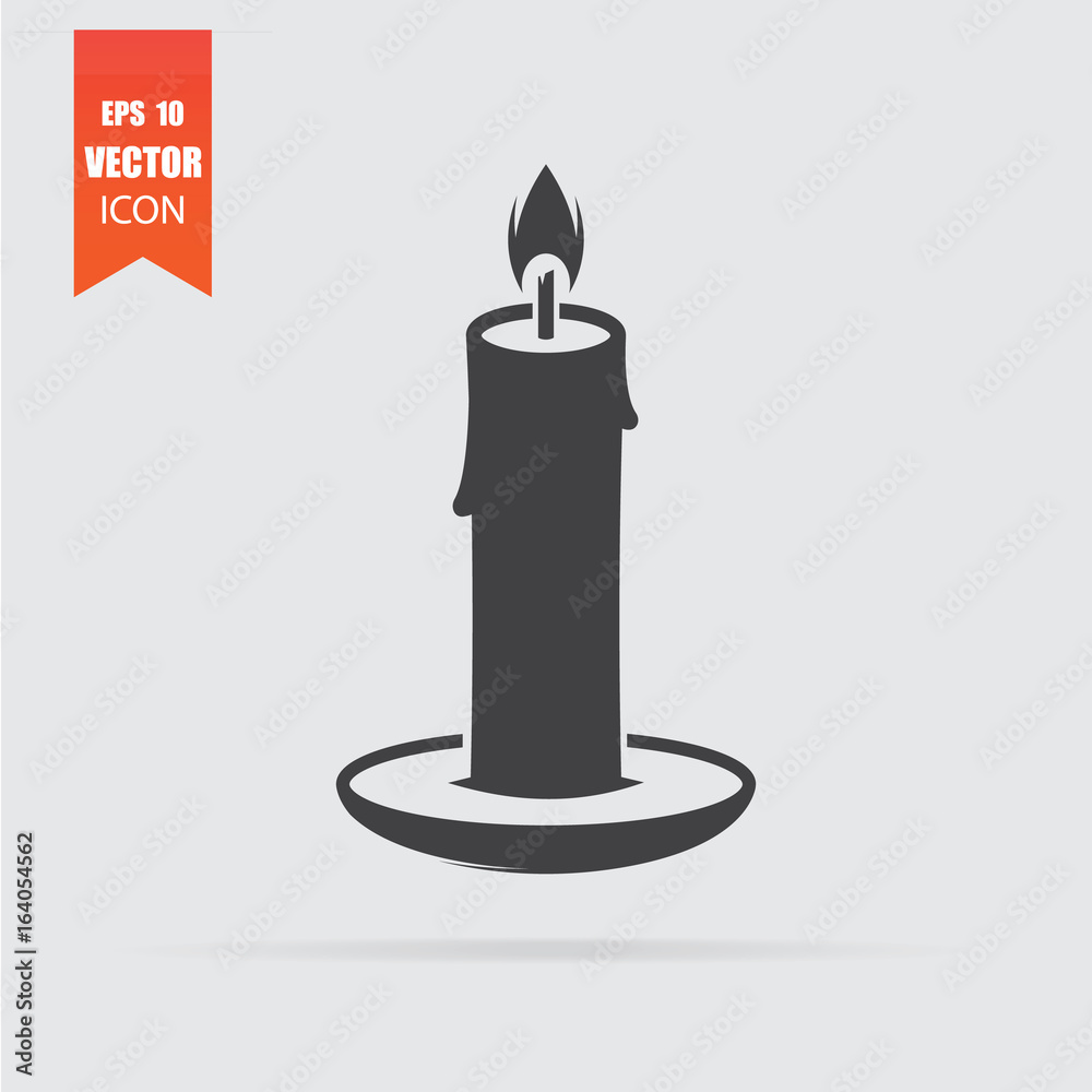 Candle icon in flat style isolated on grey background. Candle icon in flat style isolated on grey background.