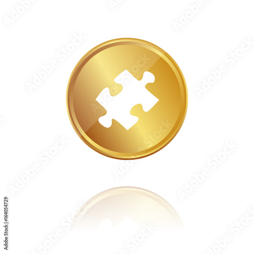 Puzzleteil - Gold Münze mit Reflektion