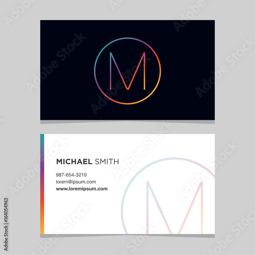 Logo alphabet letter "M", with business card template. Vector graphic ...