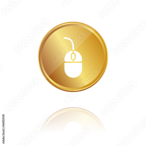 Maus - Computer - Gold Münze mit Reflektion