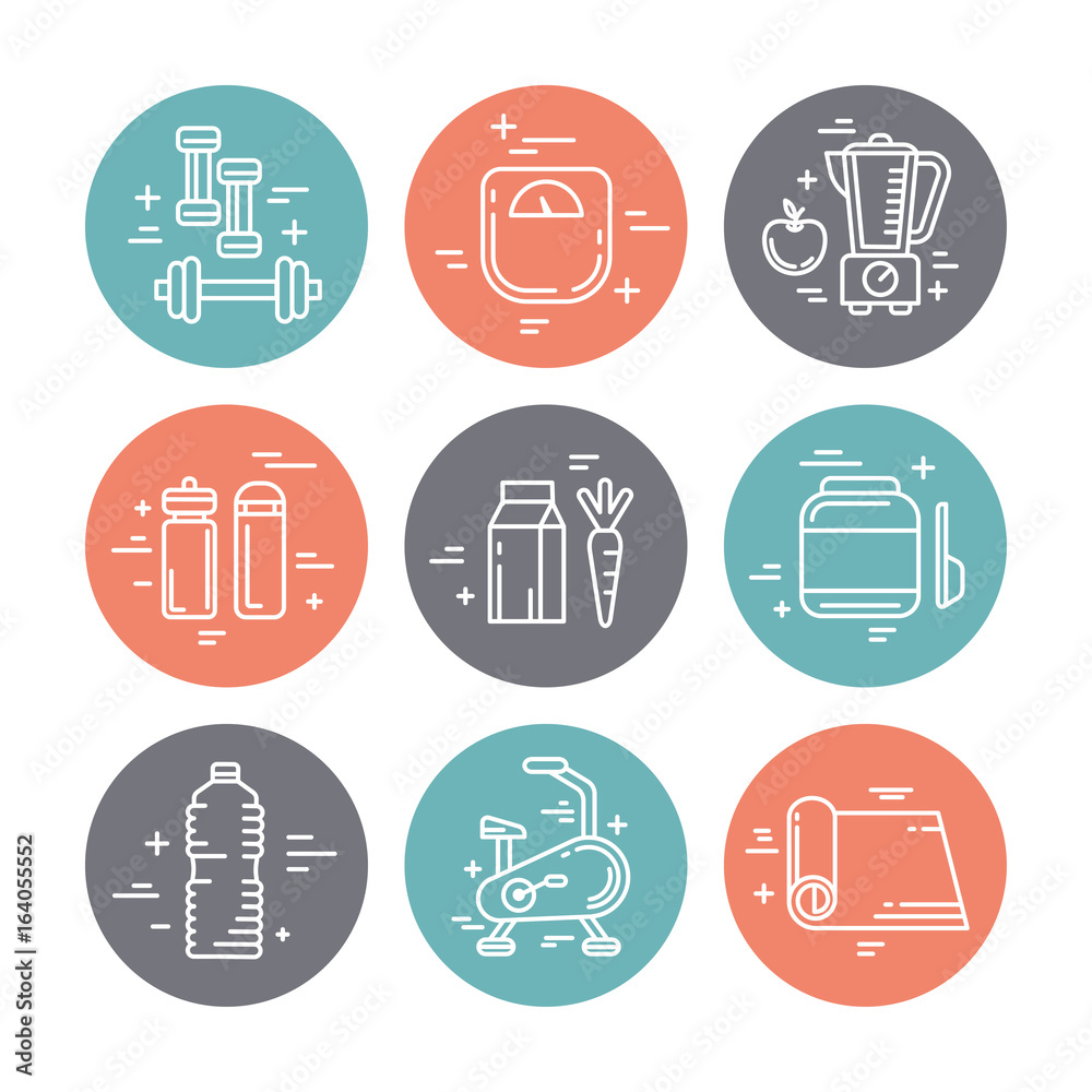 Fitness line icons Fitness line icons