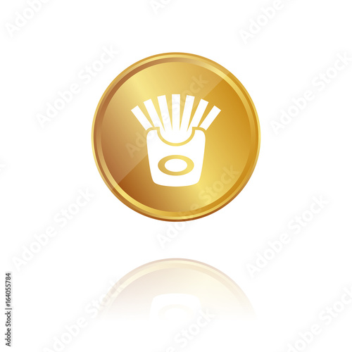 Pommes - Gold Münze mit Reflektion