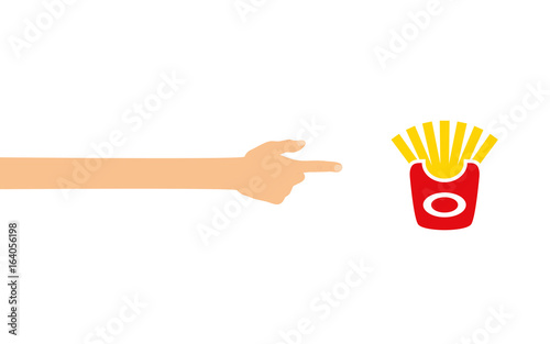 Hand zeigt auf - Pommes