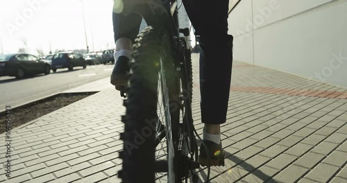 Close-up. Rear wheel of a bicycle.