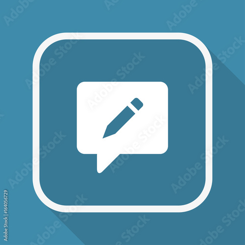 App Button mit Schatten - Sprechblase mit Stift - Kommentar