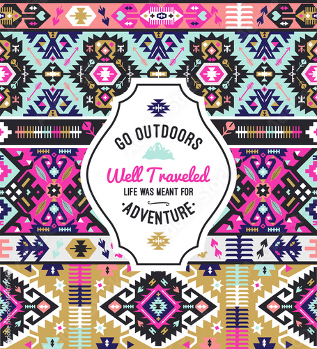 Fancy abstract geometric vector pattern in tribal style