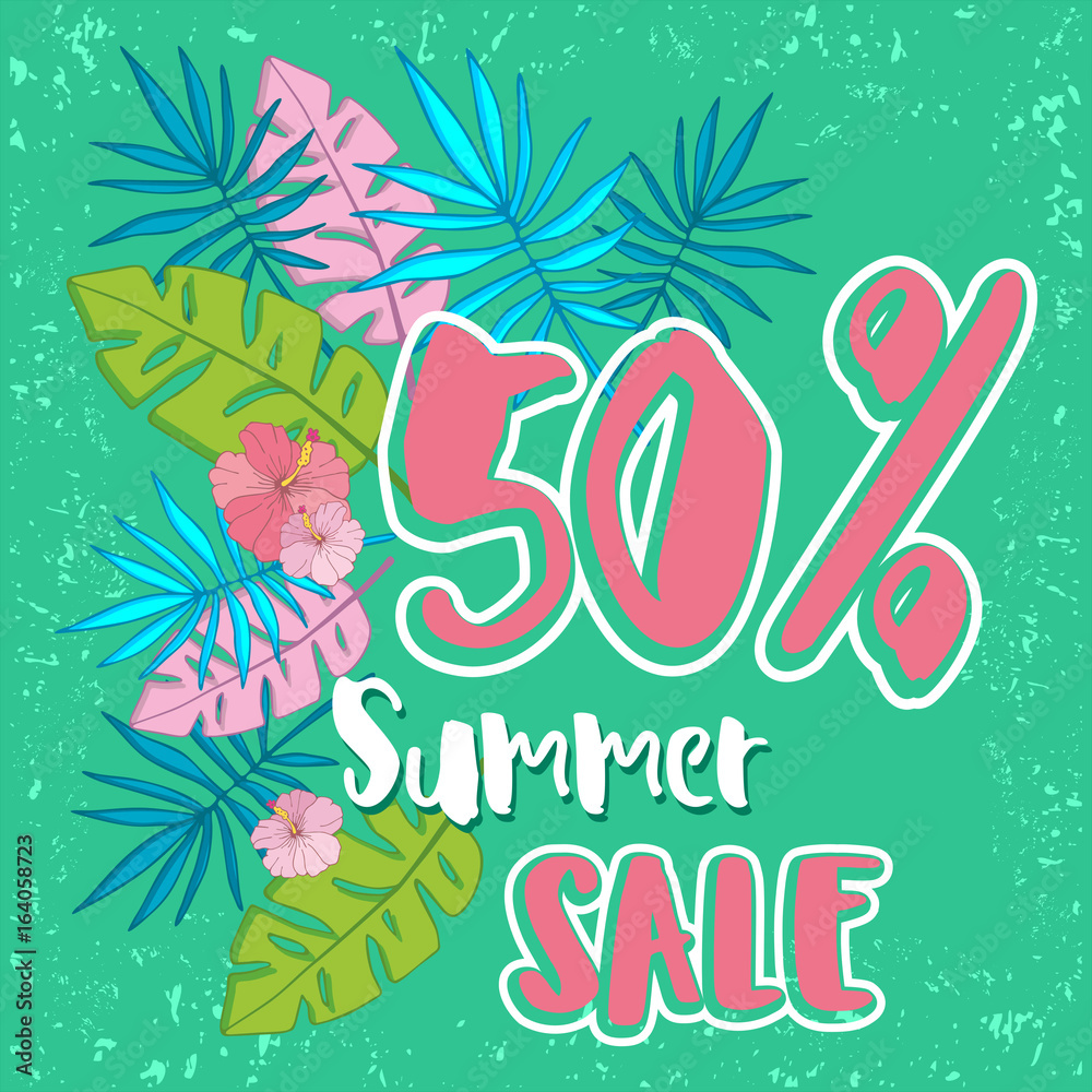 Summer sale background with tropical palm leaves_11 Summer sale background with tropical palm leaves_11