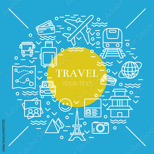 Wallpaper Mural Pretty thin line vector illustration with travel icons symbols Torontodigital.ca