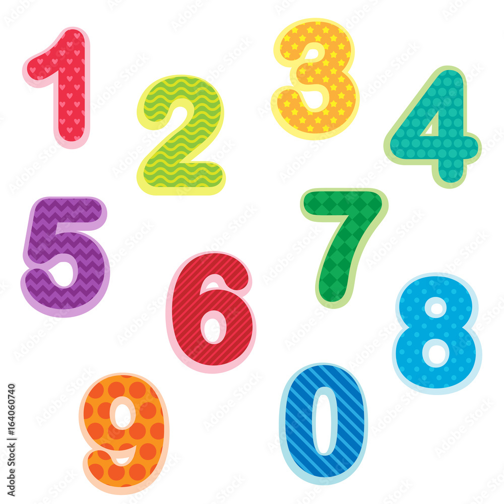 Set of numbers from zero to nine Set of numbers from zero to nine