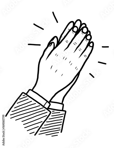 clap / cartoon vector and illustration, black and white, hand drawn, sketch style, isolated on white background.
