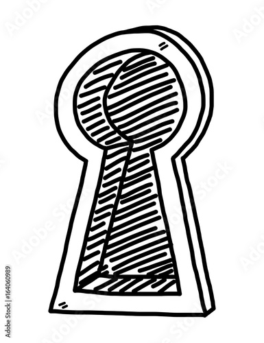 keyhole / cartoon vector and illustration, black and white, hand drawn, sketch style, isolated on white background.