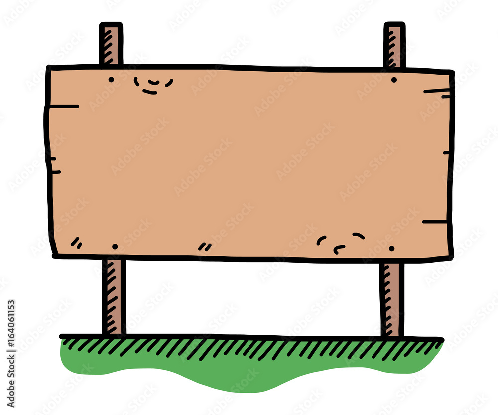wooden placard / cartoon vector and illustration, hand drawn style