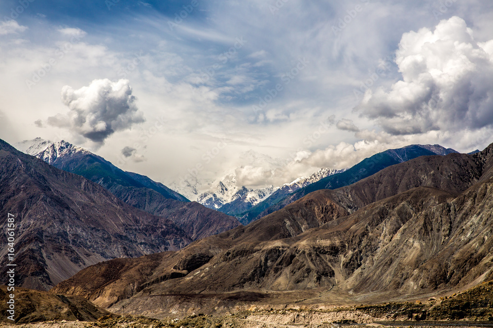 A stunning view of the karakoram mountain range  from the Karakoram Highway