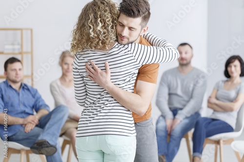 Hugging during support group
