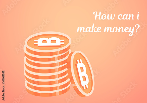 Vector illustration of Bitcoin, cryptocurrency, digital payment system