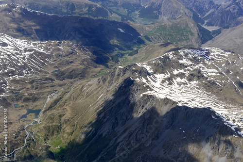 Foscagno pass summer aerial, Italy