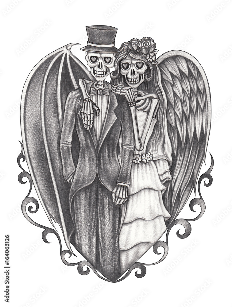 angel and devil drawings