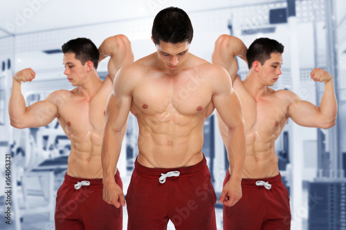 Bodybuilder Bodybuilding Bizeps Bauchmuskeln Sixpack Fitnessstudio anspannen posen Muskeln muskulös