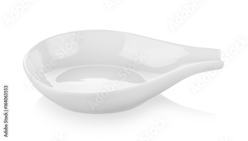 Empty Empty small ceramic serving dish for food isolated on white background