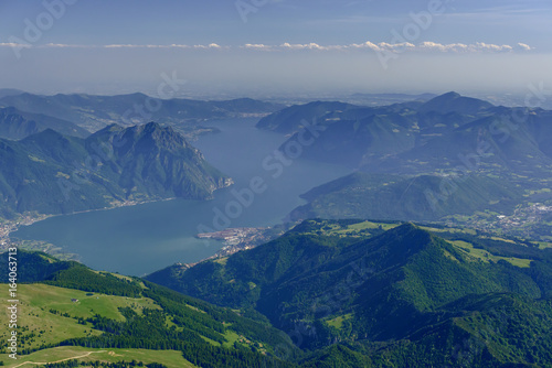 Castro village and Iseo lake aerial, Italy