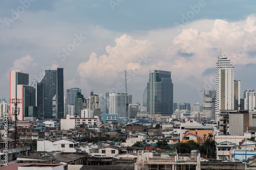 Skyline of, Bangkok, Aerial view of Bangkok, modern office buildings, condominium in Bangkok city downtown in business district. Thailand.