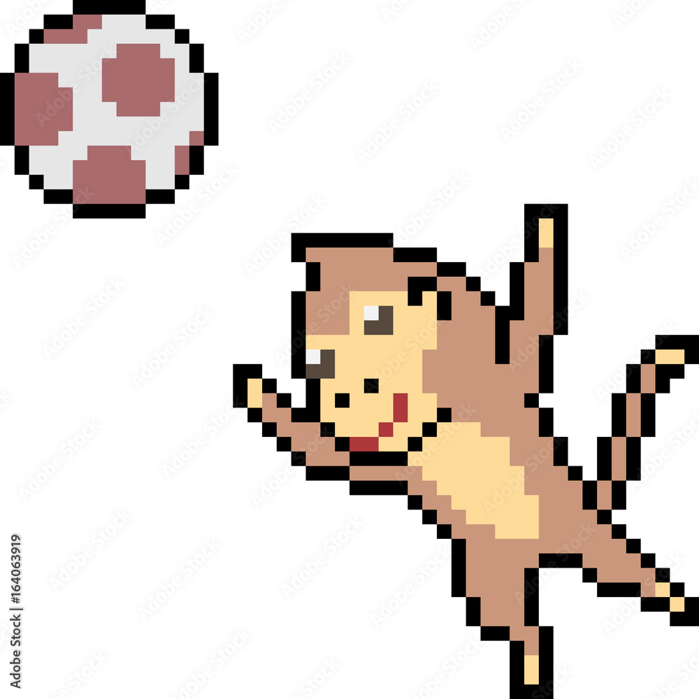 Fototapeta premium vector pixel art monkey play ball
