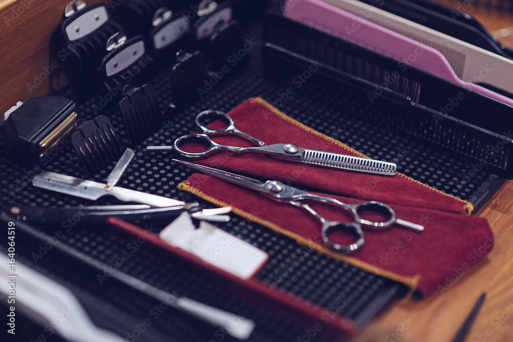 Close up of professional hairdressing instruments Close up of professional hairdressing instruments