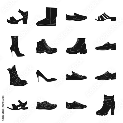 Shoes, style, heel and other types of shoes. Different shoes set collection icons in black style vector symbol stock illustration web.