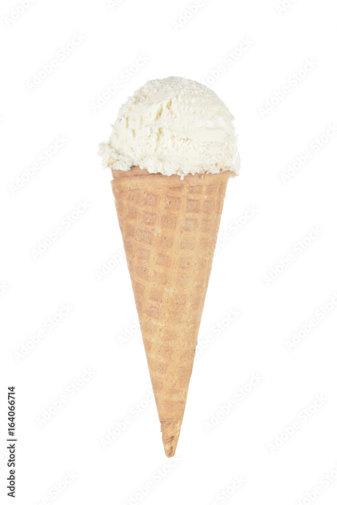 Cono de helado de nata sobre fondo blanco Stock Photo | Adobe Stock