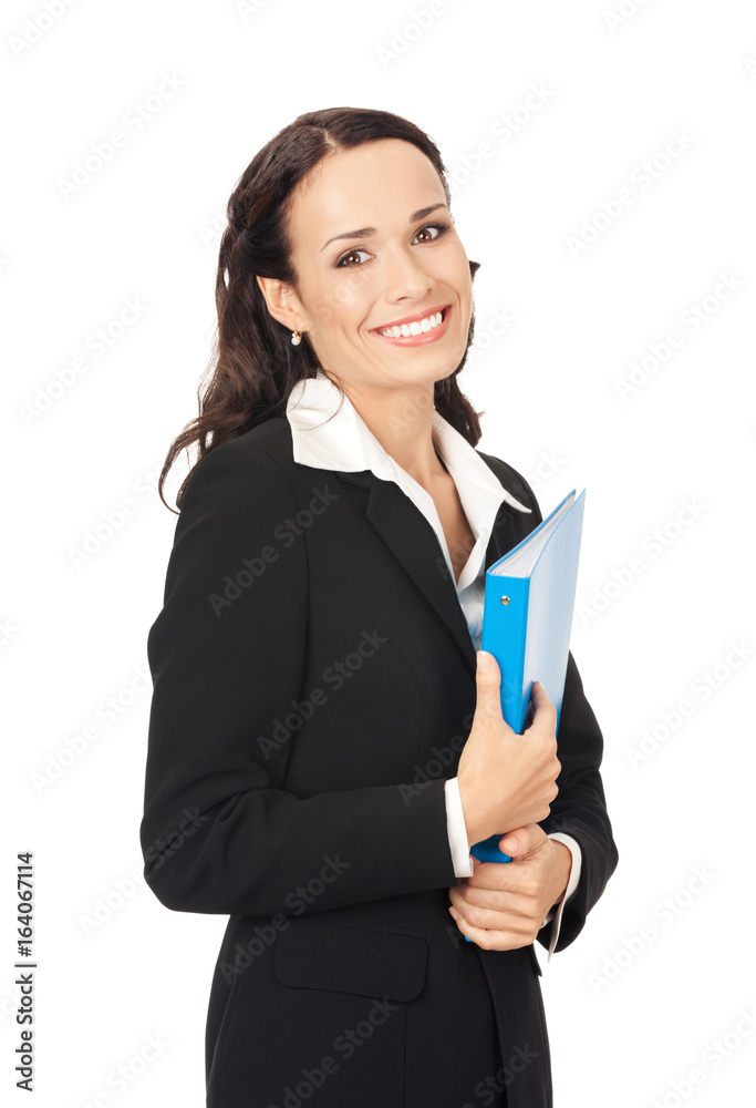 Businesswoman with folder, on white Businesswoman with folder, on white