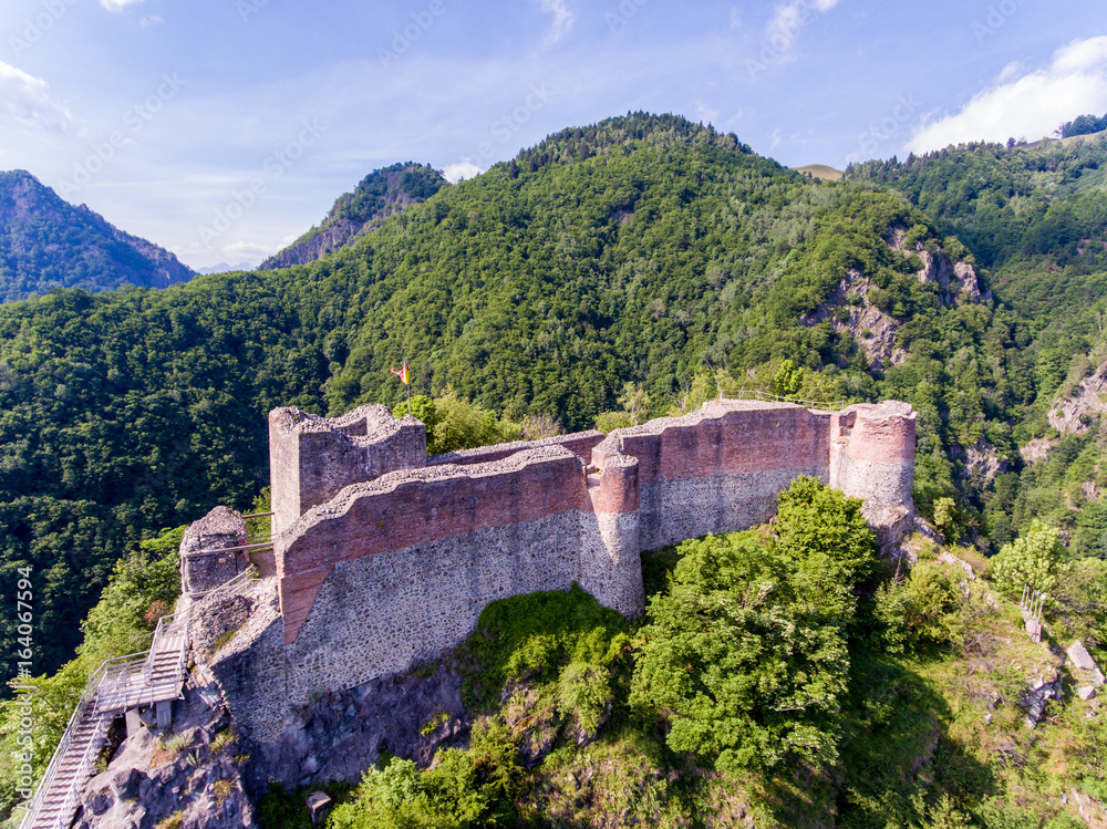 Poenari fortress near Arefu. Vlad the Impaler Castle in Transylvania