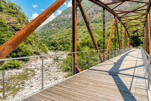 Bridge of the Vallemaggia Route, the longest alpine valley in the canton of Ticino in Switzerland