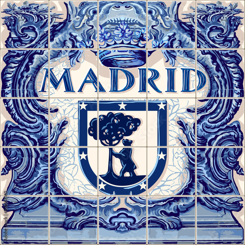 Madrid Ceramic Tiles Vector Blue Souvenir