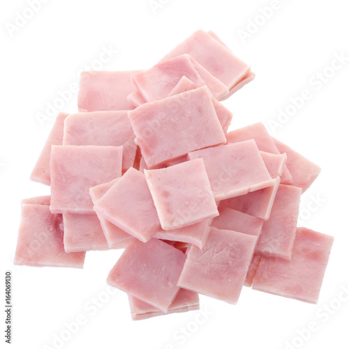 Ham meat isolated on white background. Ham slices isolated on white