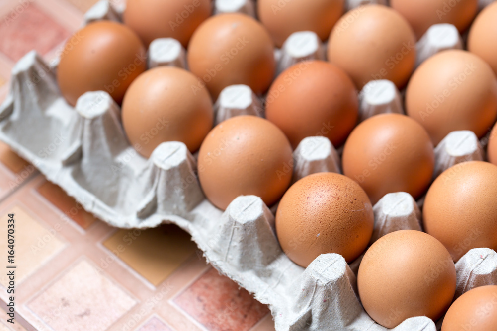Close up of Chicken eggs in package Close up of Chicken eggs in package